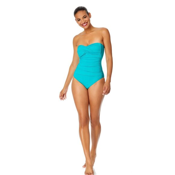 Anne Cole Women's Live In Color Twist Front Shirred One Piece blue Swimsuit Sz 6 - Picture 3 of 10